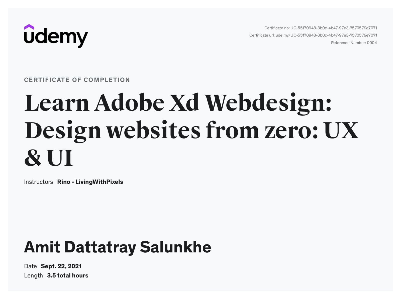 Learn Adobe Xd Webdesign: Design Websites from Zero certificate