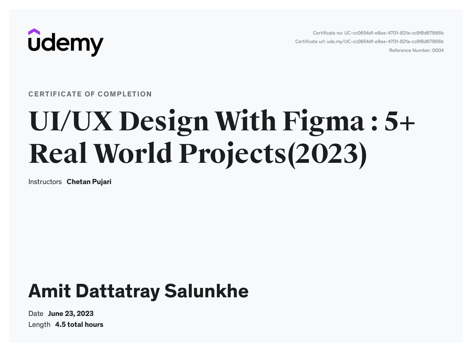 UI/UX Design With Figma: 5+ Real World Projects certificate